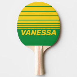 Retro Tropical Palm Three Horizon Stripe with Name Tischtennis Schläger
