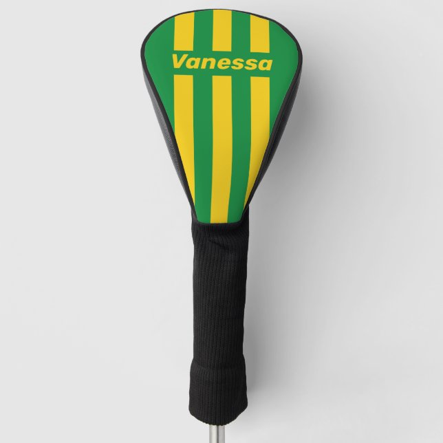 Retro Tropical Palm Three Pin Stripes with Name Golf Headcover (Vorderseite)