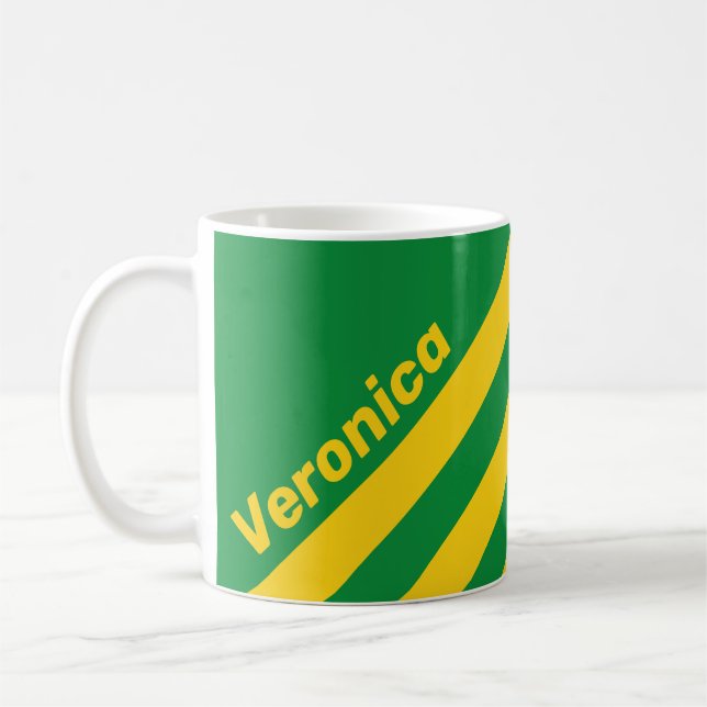Retro Tropical Palm Three Stripes with Name Kaffeetasse (Links)