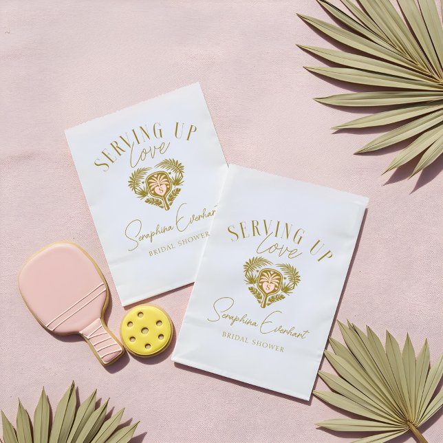 Retro Tropical Palm Tree Pickleball Brautparty Geschenktütchen (Retro Tropical Palm Tree Pickleball Bridal Shower Favor Bag)