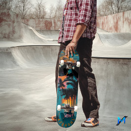 Retro Tropical Portrait mit Pop Art Vibes - Cool Skateboard