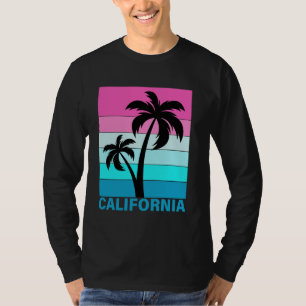 Retro Tropical Sunset Beach Sommerferien CA Cal T-Shirt