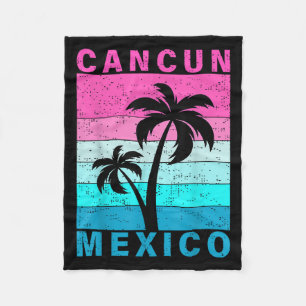 Retro Tropical Sunset Cancun Beach Mexico Sommer V Fleecedecke