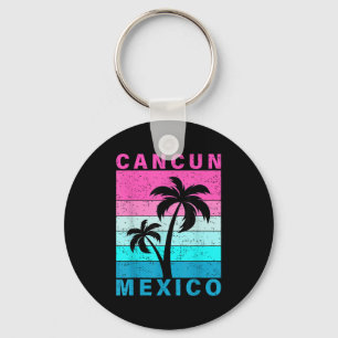 Retro Tropical Sunset Cancun Beach Mexico Sommer V Schlüsselanhänger
