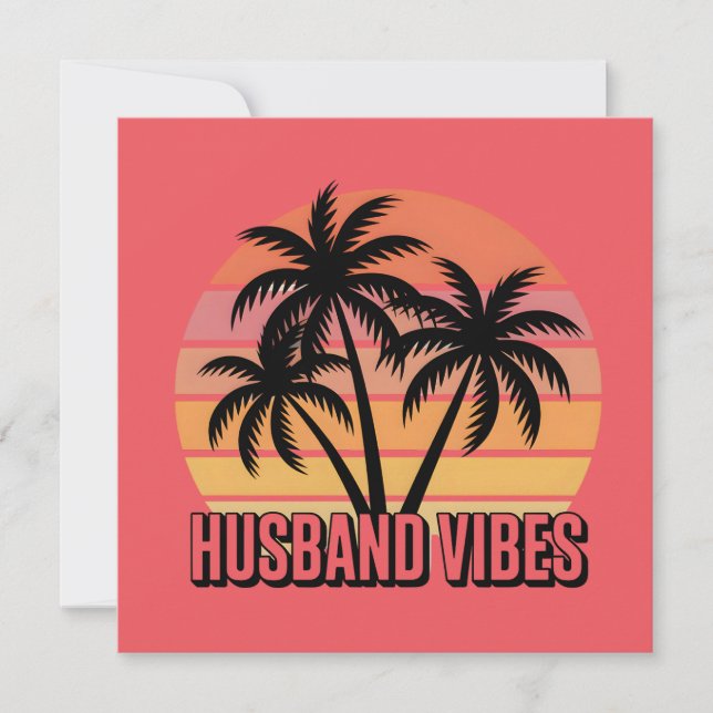 Retro Tropical Sunset Husband Vibes Feiertagskarte (Vorderseite)