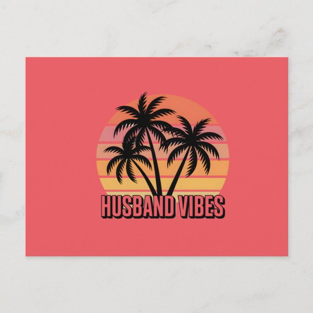 Retro Tropical Sunset Husband Vibes Postkarte (Vorderseite)