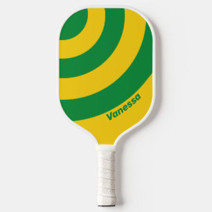 Retro Tropische Banane Drei Kreis Streifen mitName Pickleball Schläger