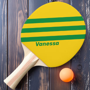 Retro Tropische Banane Drei Streifen mit Namen Tischtennis Schläger