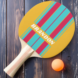 Retro Tropische Brise Breeze Streifen mit Namen Tischtennis Schläger