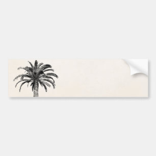Retro tropische Insel-Palme in Schwarzweiss Autoaufkleber