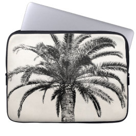 Retro tropische Insel-Palme in Schwarzweiss Laptopschutzhülle
