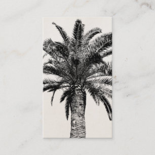 Retro tropische Insel-Palme in Schwarzweiss Visitenkarte