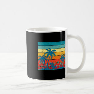 Retro tropische Palmen und Sonnenuntergang Strand Kaffeetasse