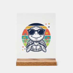 Retro-Tropische-Sch Schildkröte-Sonnenbrille-Stran Acrylschild