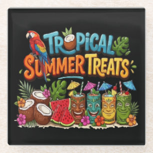Retro-Tropische Sommer-Leckereien Tiki-Bar Glasuntersetzer