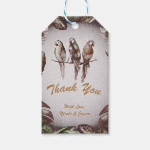 Retro-Tropische-Tiki-Vögel Papageien & Blätter Fav Geschenkanhänger