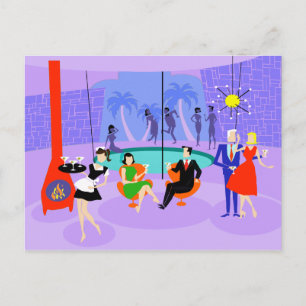 Retro Tropischer Cocktail Party Postkarte