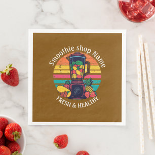 Retro-Tropischer Fruchtsmoothie-Shop Saftbar Serviette