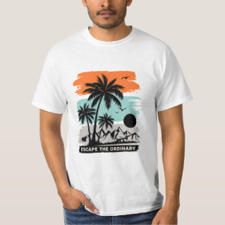 Retro-Tropisches-Sonnenuntergangs-Palmen-T-Shirt – T-Shirt