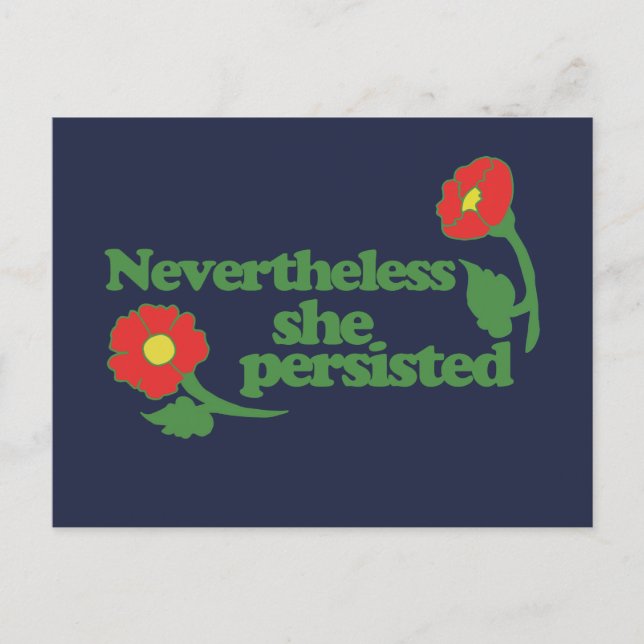 Retro Trotzdem beharrte sie auf Red Poppy Postkarte (Vorderseite)