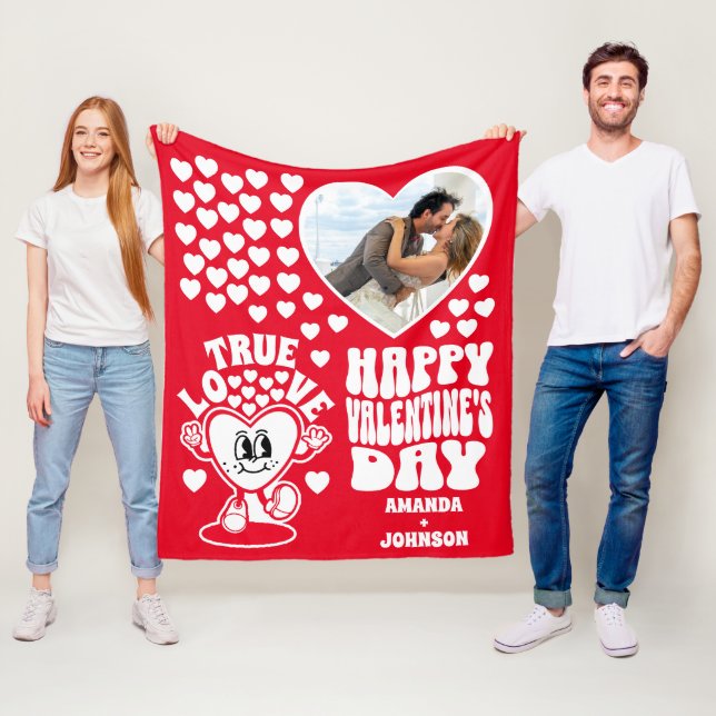 Retro True Love Heart Red Valentine Day Foto Fleecedecke (Beispiel)