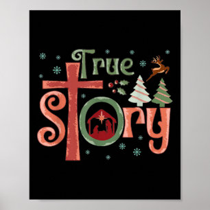 Retro True Story Jesus Weihnachts Krippe Szene Ch Poster