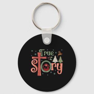 Retro True Story Jesus Weihnachts Krippe Szene Ch Schlüsselanhänger