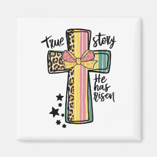 Retro True Story Leopard Cross Christians Oaster D Magnet
