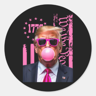 Retro Trump Blase Gum Pink USA Flag Runder Aufkleber