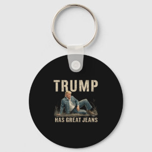 Retro Trump Hat Große Jeans Meme Schlüsselanhänger