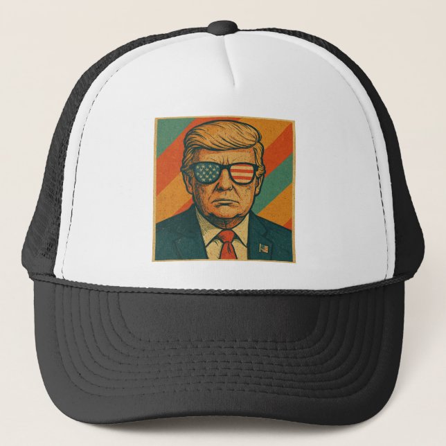 Retro Trump Hat Truckerkappe (Vorderseite)