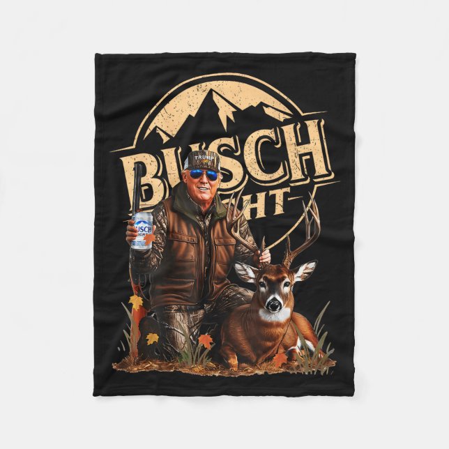 Retro Trump Hunting Deer Funny Beer Drinking Hunti Fleecedecke (Vorderseite)