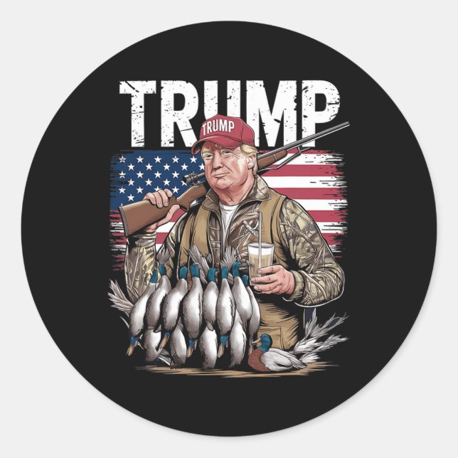 Retro Trump Jagd Duck Hallo Jagd Saison uns F Runder Aufkleber (Vorderseite)
