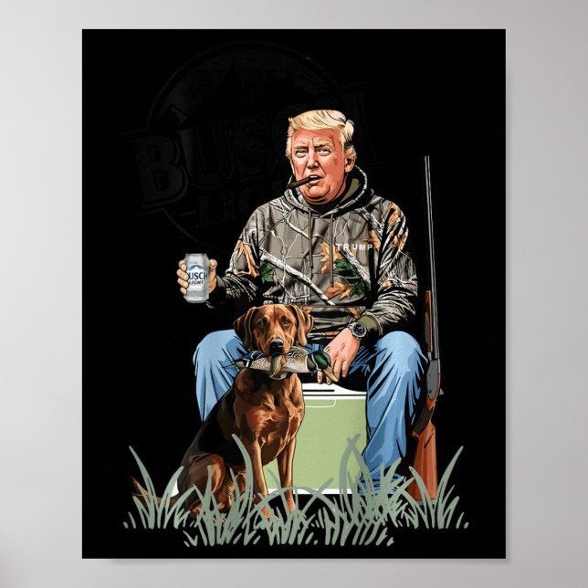 Retro Trump Jagd Hirsch Funny Drink Beer Hunti Poster (Vorne)