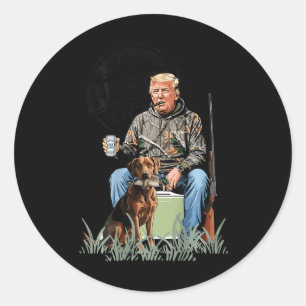 Retro Trump Jagd Hirsch Funny Drink Beer Hunti Runder Aufkleber