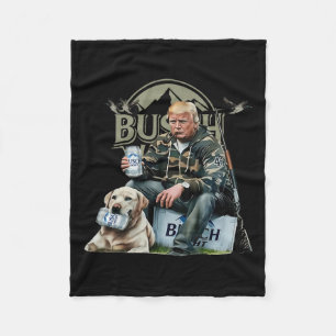 Retro Trump mit Hundin-Jagd-Ente Trinkbier tr Fleecedecke