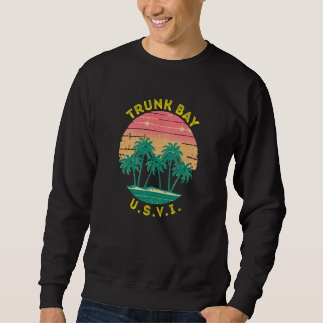 Retro Trunk Bay Vacation Souvenir Palm Tree Sweatshirt (Vorderseite)