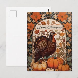 Retro Truthahn und Kürbisse Frohes Erntedankfest Postkarte