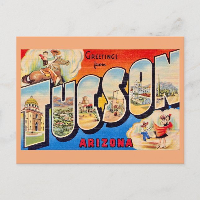 Retro Tucson Arizona Postcard Postkarte (Vorderseite)