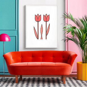 Retro Tulip Duo - Fett florale Einfachheit Poster