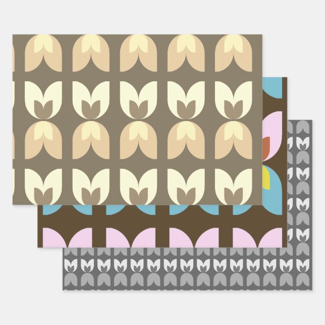 Retro Tulip Fall Colors Geschenkpapier Set (Set)