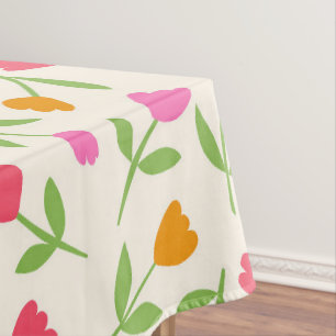 Retro-Tulpen-Blumenmuster in Orange, Rosa und Rot Tischdecke