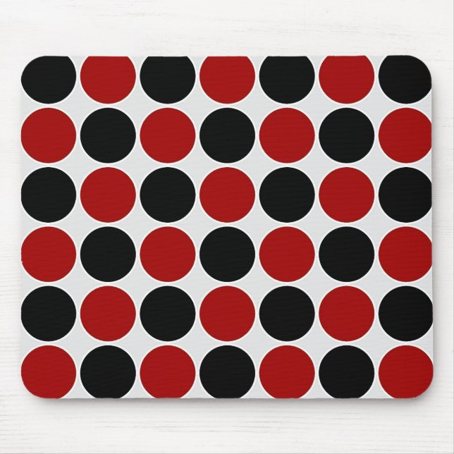 Retro Tupfen im Rot u. im Schwarzen Mousepad (Vorne)