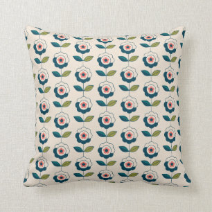 Retro Türkis-Blumenmuster Kissen