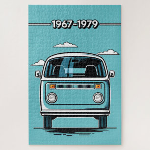 Retro Türkis Klassischer Van vorne Pop-Art-Illustr