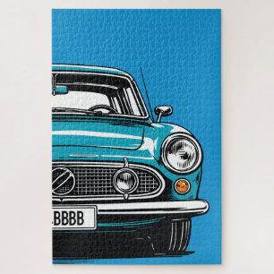 Retro Türkis Klassisches Auto Front Pop-Art-Illust