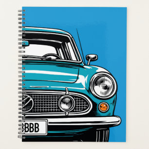Retro Türkis Klassisches Auto Front Pop-Art-Illust Planer