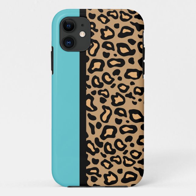 Retro Türkis Leopard Print iPhone Geschenk Case-Mate iPhone Hülle (Rückseite)