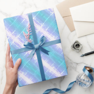 Retro Türkis & Lila Streifen Geschenkpapier