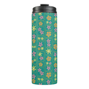 Retro Türkis Patchwork Blumenmuster Thermosbecher